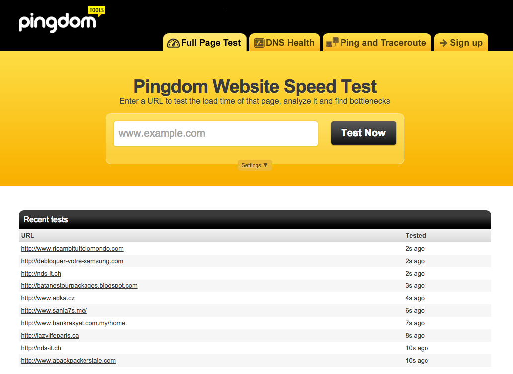Pingdom Tools pre rýchlosť webu